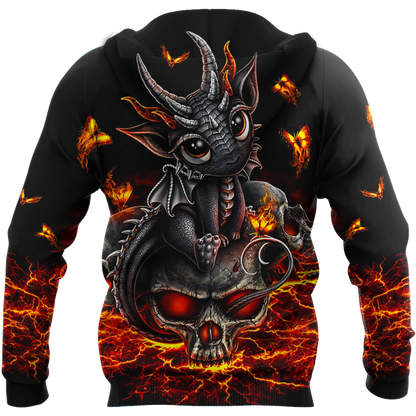 Love Skull dragon red 3D all over printed for man and women