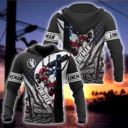 Premium Unisex All Over Printed American Lineman Shirts MEI