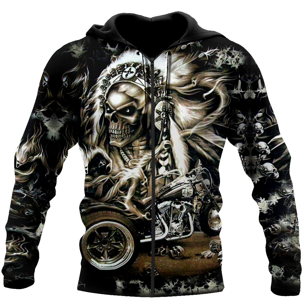 Skull Motorbike Hoodie 3D All Over Printed Shirts For Men HHT21072006-Apparel-LAM-Zipped Hoodie-S-Vibe Cosy™