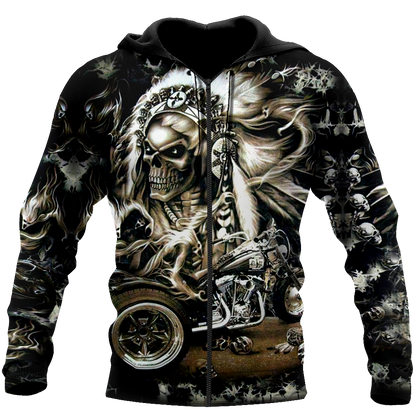 Skull Motorbike Hoodie 3D All Over Printed Shirts For Men HHT21072006-Apparel-LAM-Zipped Hoodie-S-Vibe Cosy™
