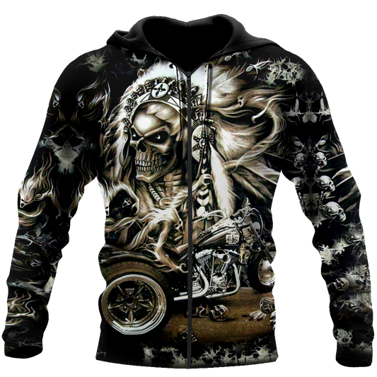 Skull Motorbike Hoodie 3D All Over Printed Shirts For Men HHT21072006-Apparel-LAM-Zipped Hoodie-S-Vibe Cosy™