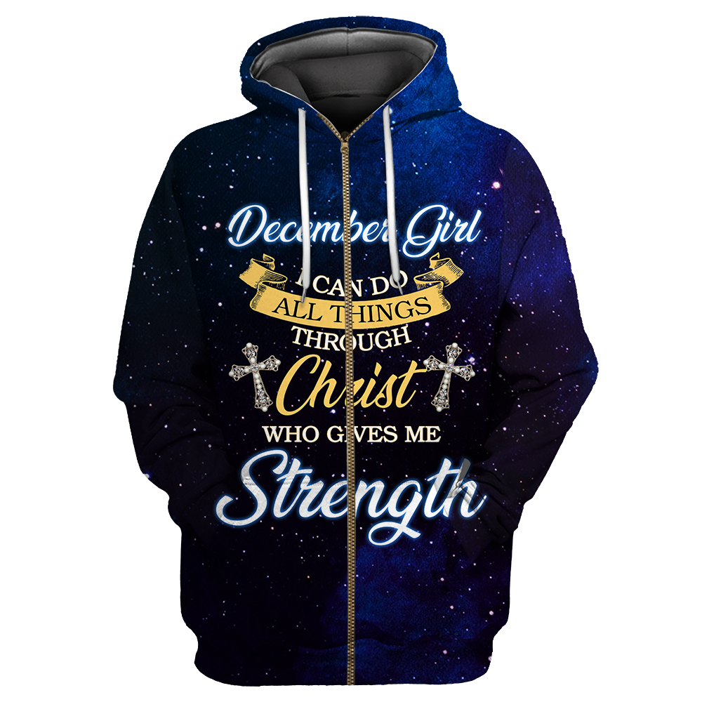 December Girl I Can Do All Things Through Christ Who Give Me Strength  3D All Over Print Shirts DQB08122009S