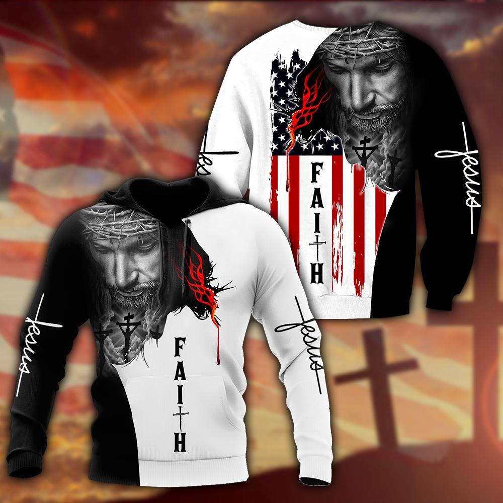 Jesus American Faith 3D All Over Printed Shirts For Men and Women