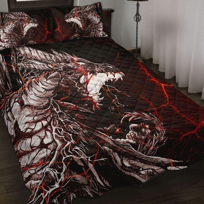 Lava Black Dragon Art Quilt Bedding Set KT
