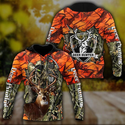 Personalized Name Hunting Deer Orange Camo 3D Unisex Shirts
