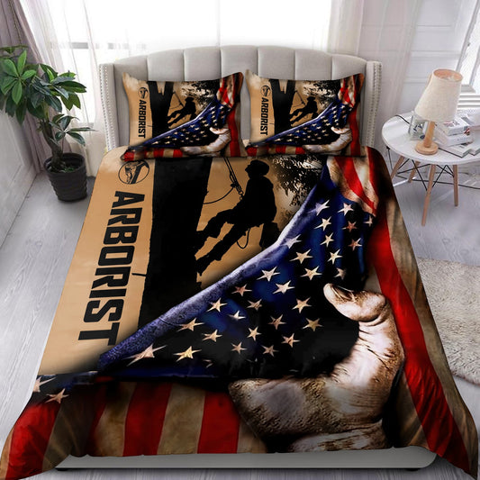 Premium All Over Printed American Flag Arborist Bedding Set MEI