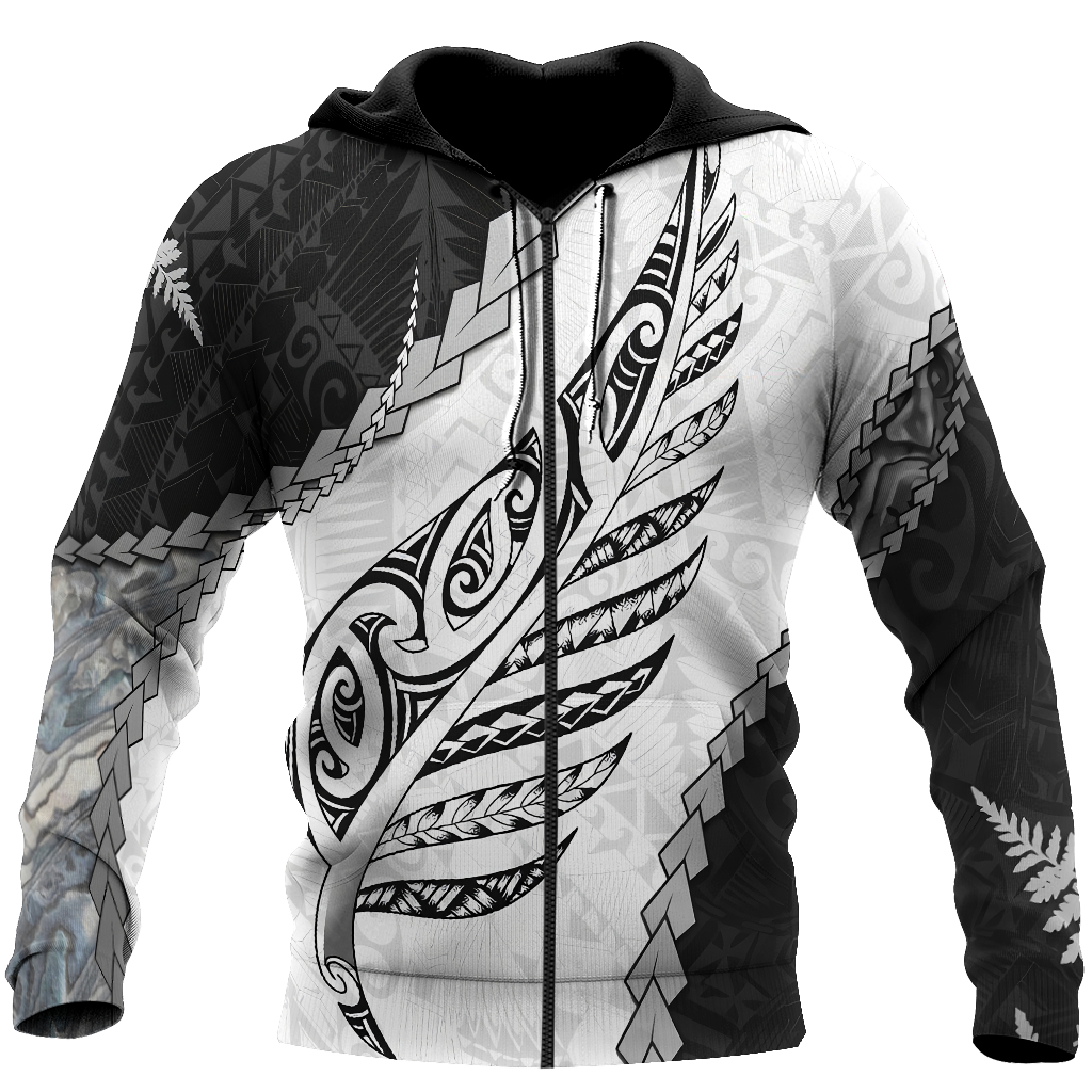 Paua Shell Maori Silver Fern New Zealand 3D Unisex Hoodie