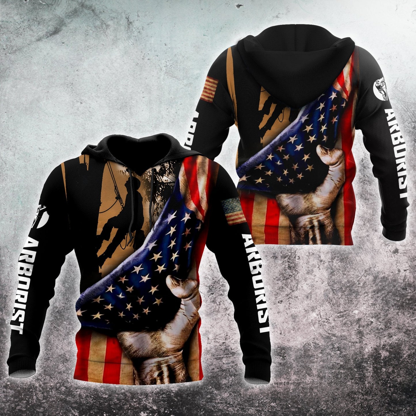 Premium Unisex All Over Printed American Flag Arborist Shirts MEI