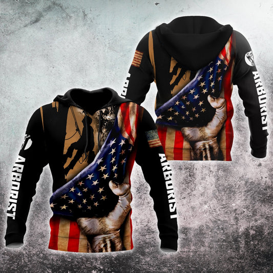 Premium Unisex All Over Printed American Flag Arborist Shirts MEI
