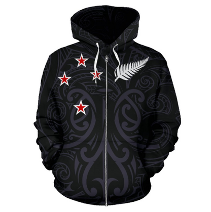 New Zealand - Maori Mask Allover Zip Hoodie A0 - Amaze Style™-Apparel
