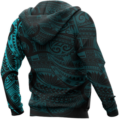 Maori Tattoo Style Hoodie - Blue 02 A7 - Amaze Style™-Apparel