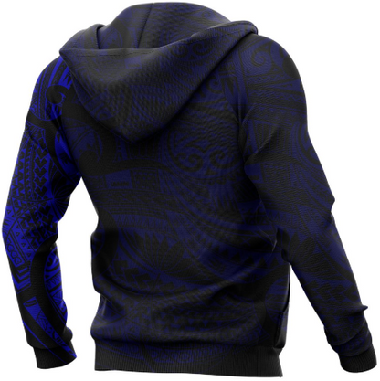 Maori Tattoo Style Hoodie - Blue A7 - Amaze Style™-Apparel