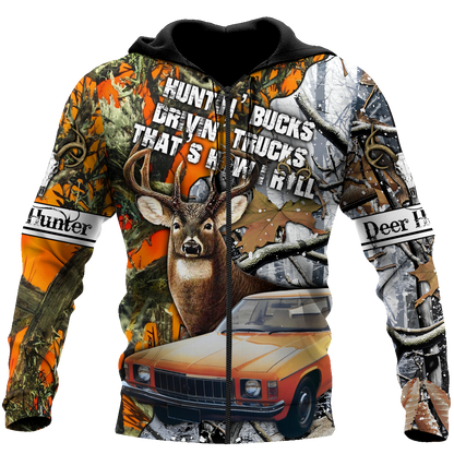 Hunting Bucks and Driving Trucks 3D All Over Print Hoodie