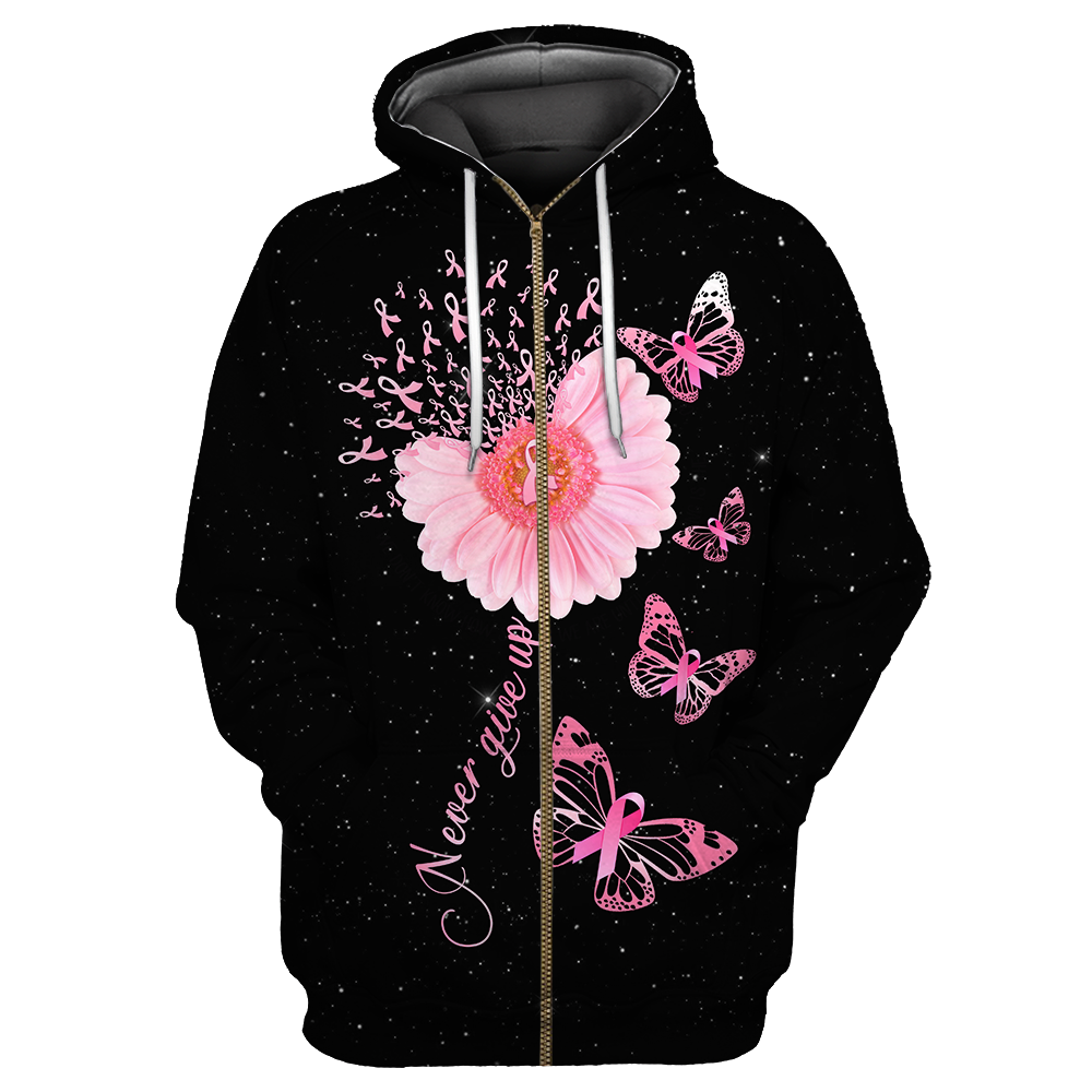 Breast Cancer-Never Give Up  3D All Over Printed Shirts For Men and Women DQB07212008