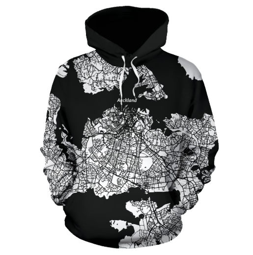 New Zealand - Auckland White Landmass Pullover Hoodie A0 - Amaze Style™-Apparel