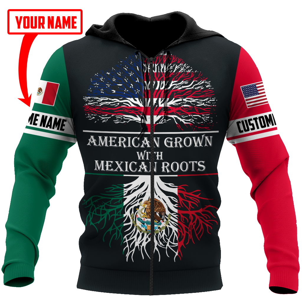 Personalized American Grown With Mexican Roots Hoodie