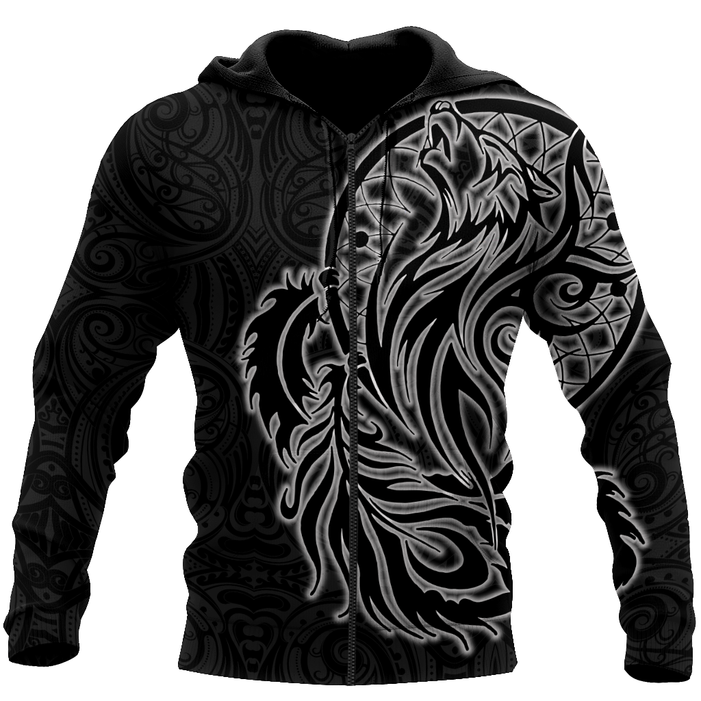 Maori dream catcher wolf tattoo 3d all over printed shirt and short for man and women HHT17072002