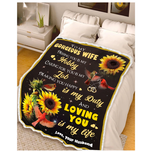 Custom Blanket Cardinals To My Gorgeous Wife Loving You Sherpa Blanket HC