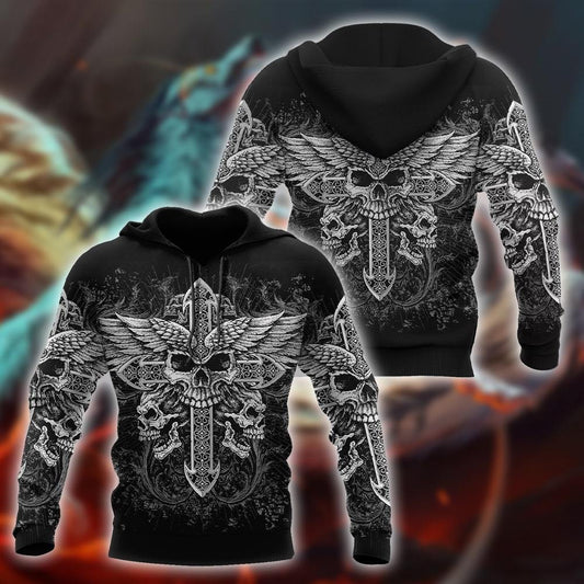 Cross Skull Tattoo Hoodie 3D All Over Printed Shirts AM092040-LAM