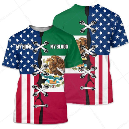 Mexico-US My Home My Blood 3D All Over Printed Shirts For Men and Women TA062201