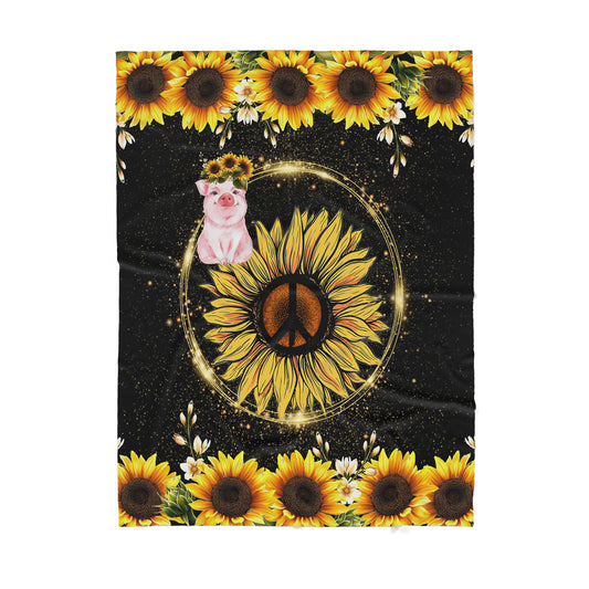 Custom Blanket Pig and Sunflower Sherpa Blanket LAM
