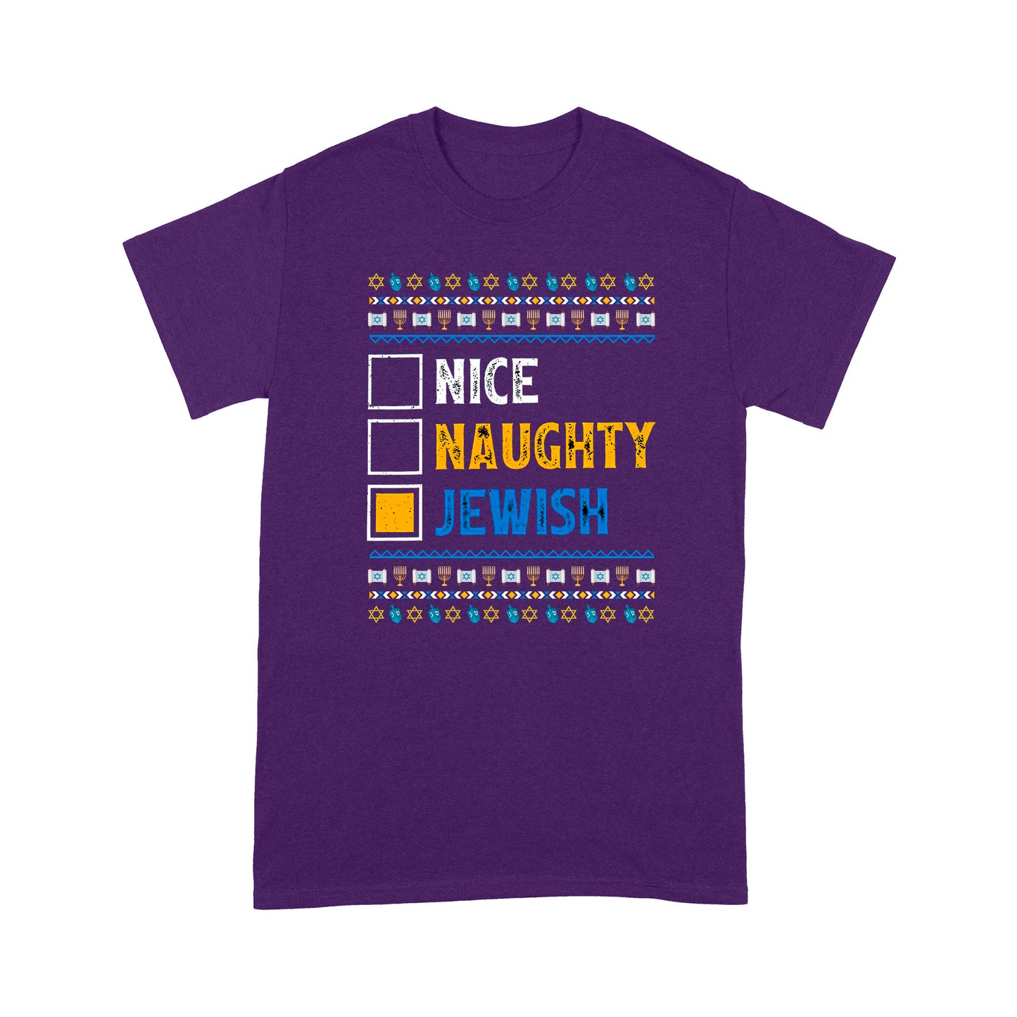 Jewish Naughty Nice Hanukkah T-shirt MEI