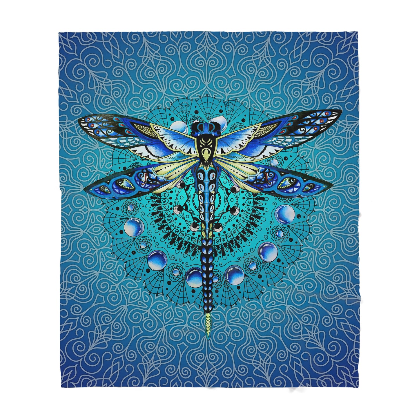 Custom Blanket Mandala Dragonfly Sherpa Blanket TQH