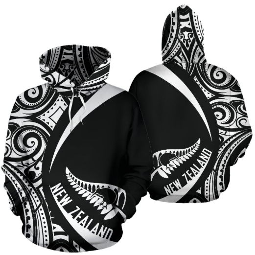 New Zealand Maori Pattern Hoodie - Circle Style - White HC - Amaze Style™-Apparel