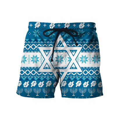 Blue Pattern Star Of David Hanukkah Hoodie MEI