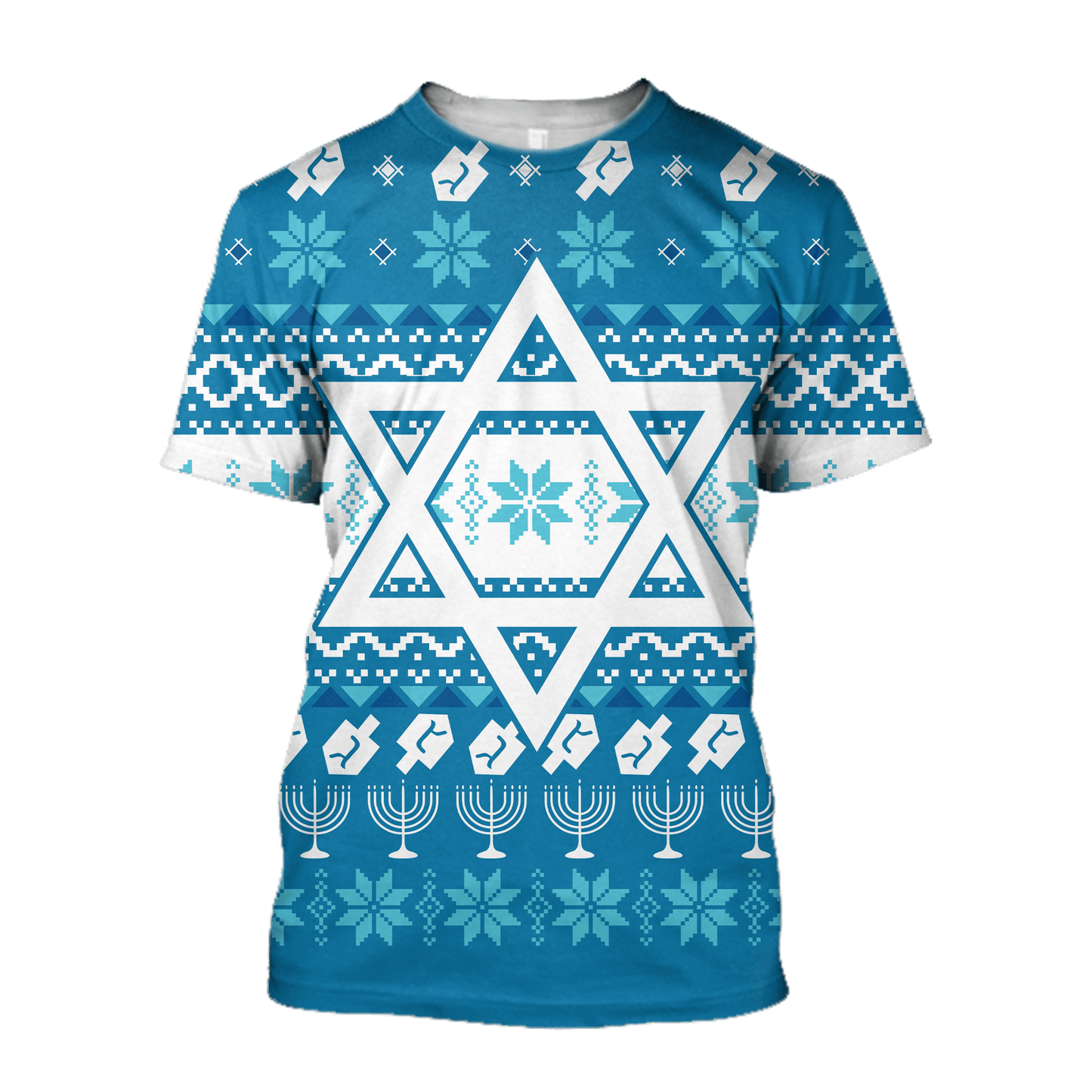 Blue Pattern Star Of David Hanukkah Hoodie MEI