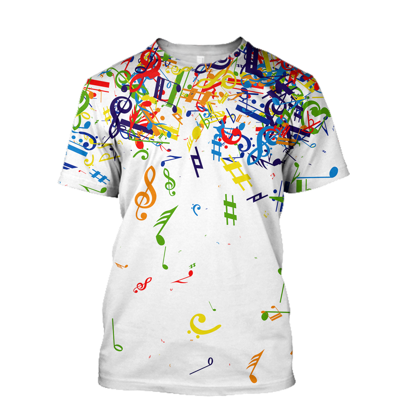 Colorful Music Notes White Version 3D All Over Printes