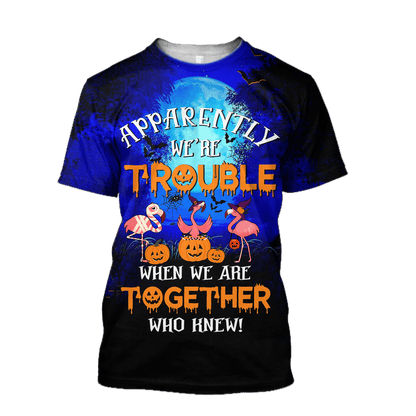 Unisex All Over Printed Halloween Flamingo Shirts MEI