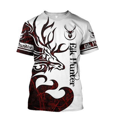 Premium Elk Hunting for Hunter Red Camo 3D Printed Unisex Shirts