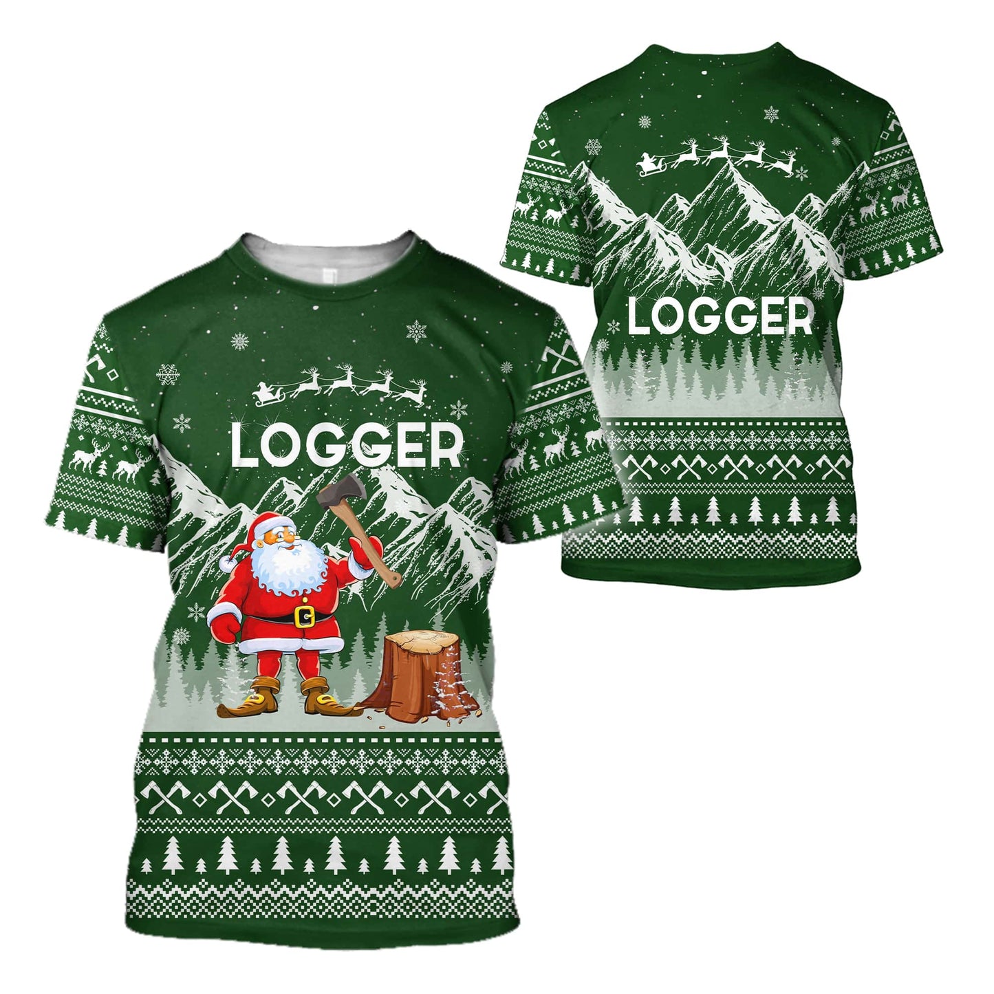 Logger Christmas Woodworking 3D Full Printing - Amaze Style™-Apparel