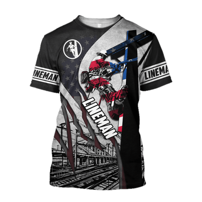 Premium Unisex All Over Printed American Lineman Shirts MEI