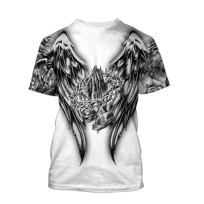 Jesus Christ Cross and Wings 3D Printed T-Shirt for Men and Women