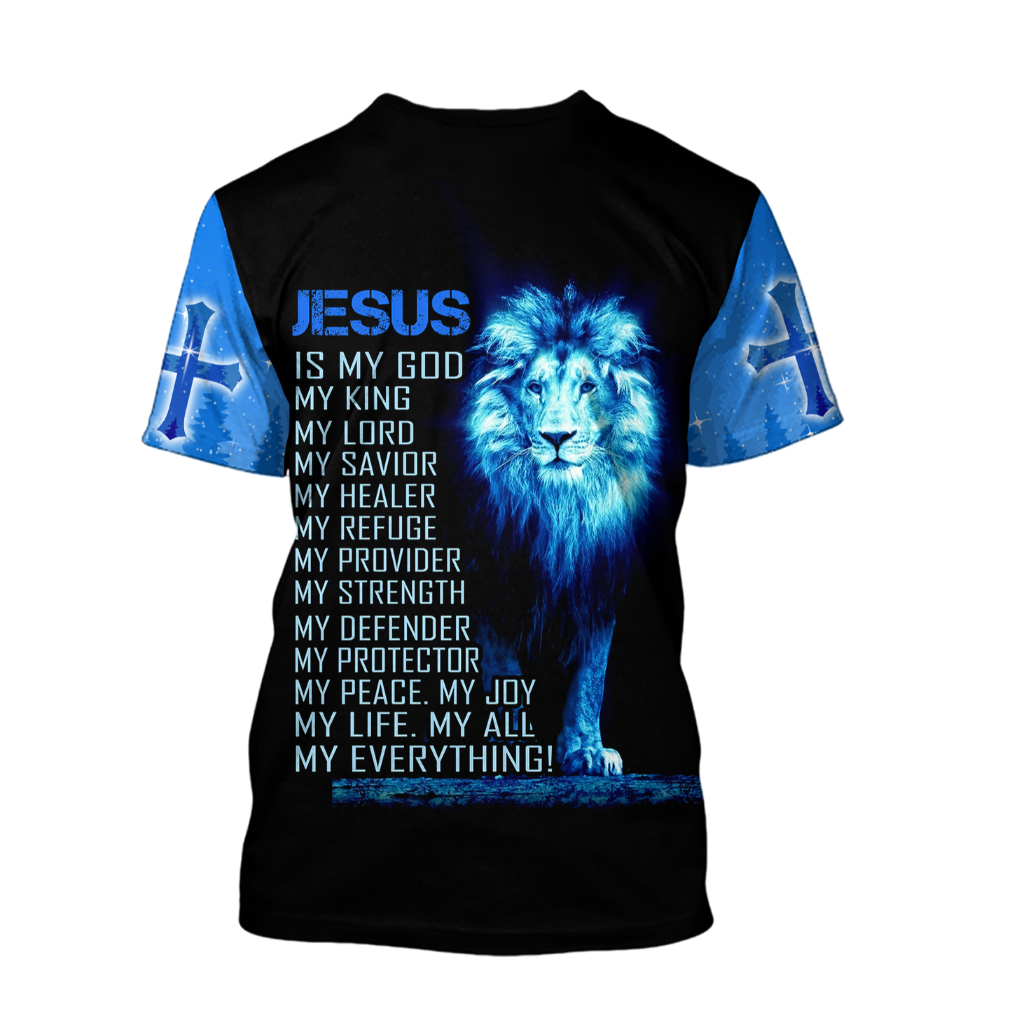 God and Lion Blue Cross - Christian - 3D All Over Printed Style for Men and Women