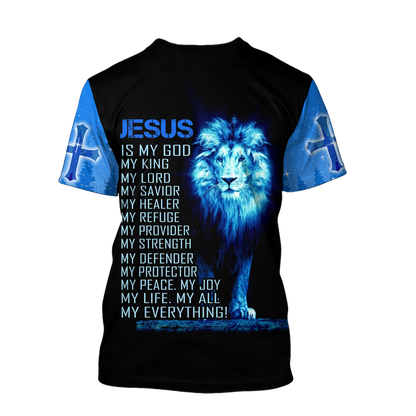 God and Lion Blue Cross - Christian - 3D All Over Printed Style for Men and Women