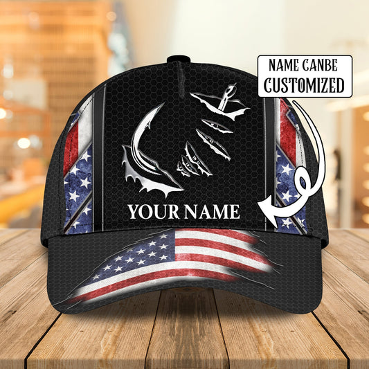 Custom Name Fishing hat Hook Flag 3D design print Cap