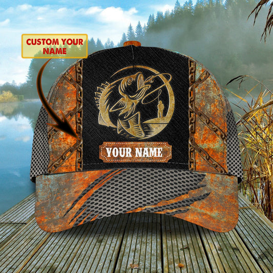Custom Name Bass Fishing hat Restro 3D design print Cap