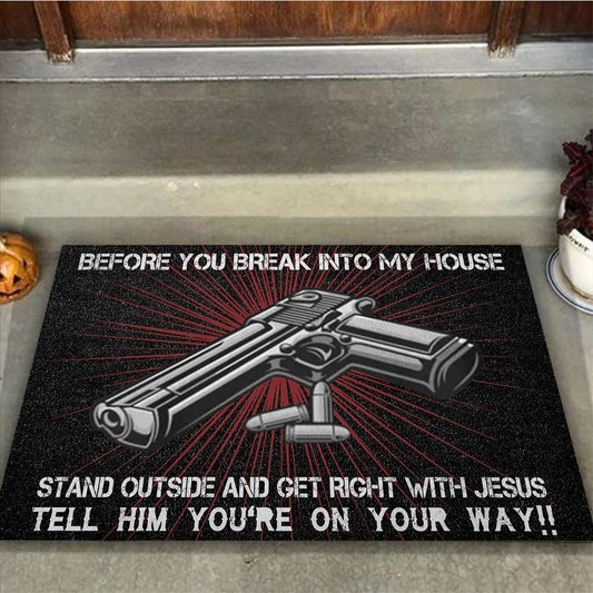 US Veteran Before You Break Into My House - Veteran Door Mat