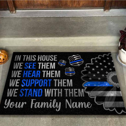 Custom name In This House - Police Personalized Door Mat