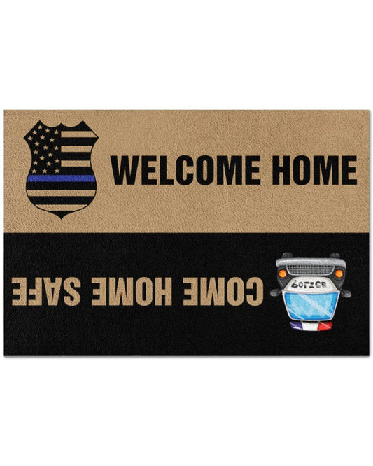 Police Come home safe Door Mat