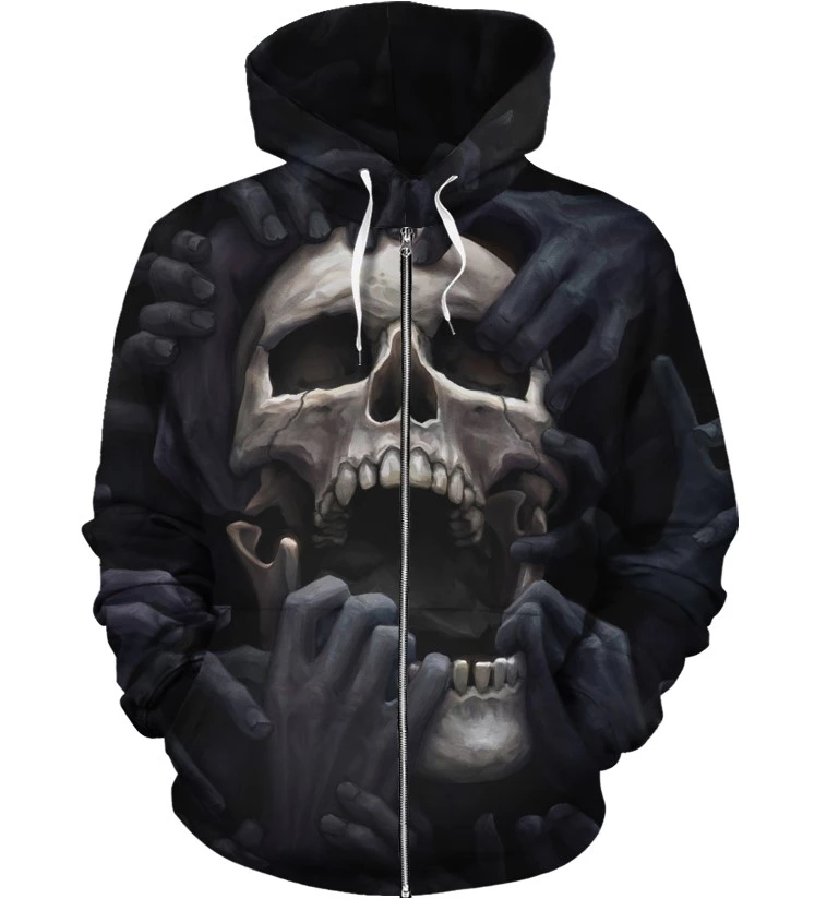 SKULL 3D ZIP AND NORMAL HOODIE - NIGHTMARES PL301 - Amaze Style™-Apparel