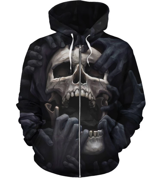 SKULL 3D ZIP AND NORMAL HOODIE - NIGHTMARES PL301 - Amaze Style™-Apparel