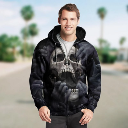 SKULL 3D ZIP AND NORMAL HOODIE - NIGHTMARES PL301 - Amaze Style™-Apparel