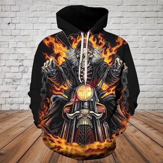 SKULL 3D HOODIE - RIDING SKELETON SKULL PL302 - Amaze Style™-Apparel