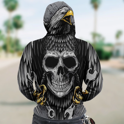 SKULL 3D ZIP HOODIE_EAGLE SKULL PL311 - Amaze Style™-Apparel