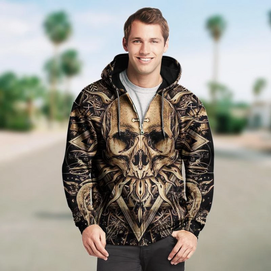 SKULL 3D ZIP HOODIE PL314 - Amaze Style™-Apparel