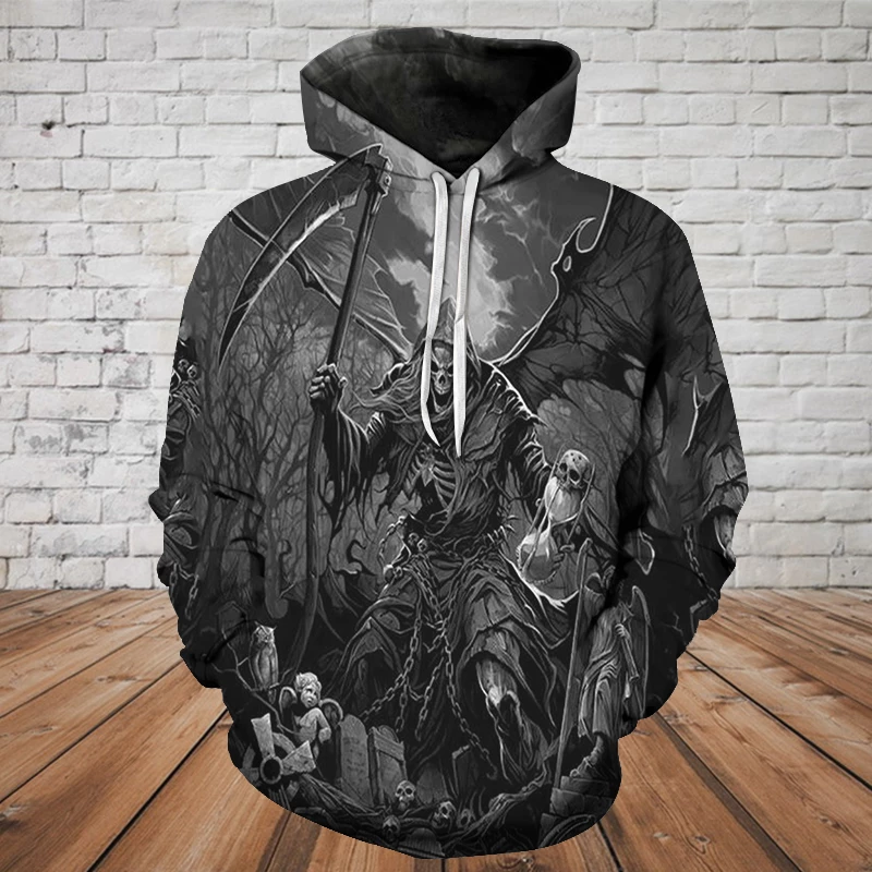 SKULL 3D HOODIE - GRIM REAPER  PL320 - Amaze Style™-Apparel